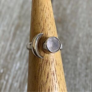 Sterling silver 925 Ring Moon and Sun Rose Quartz